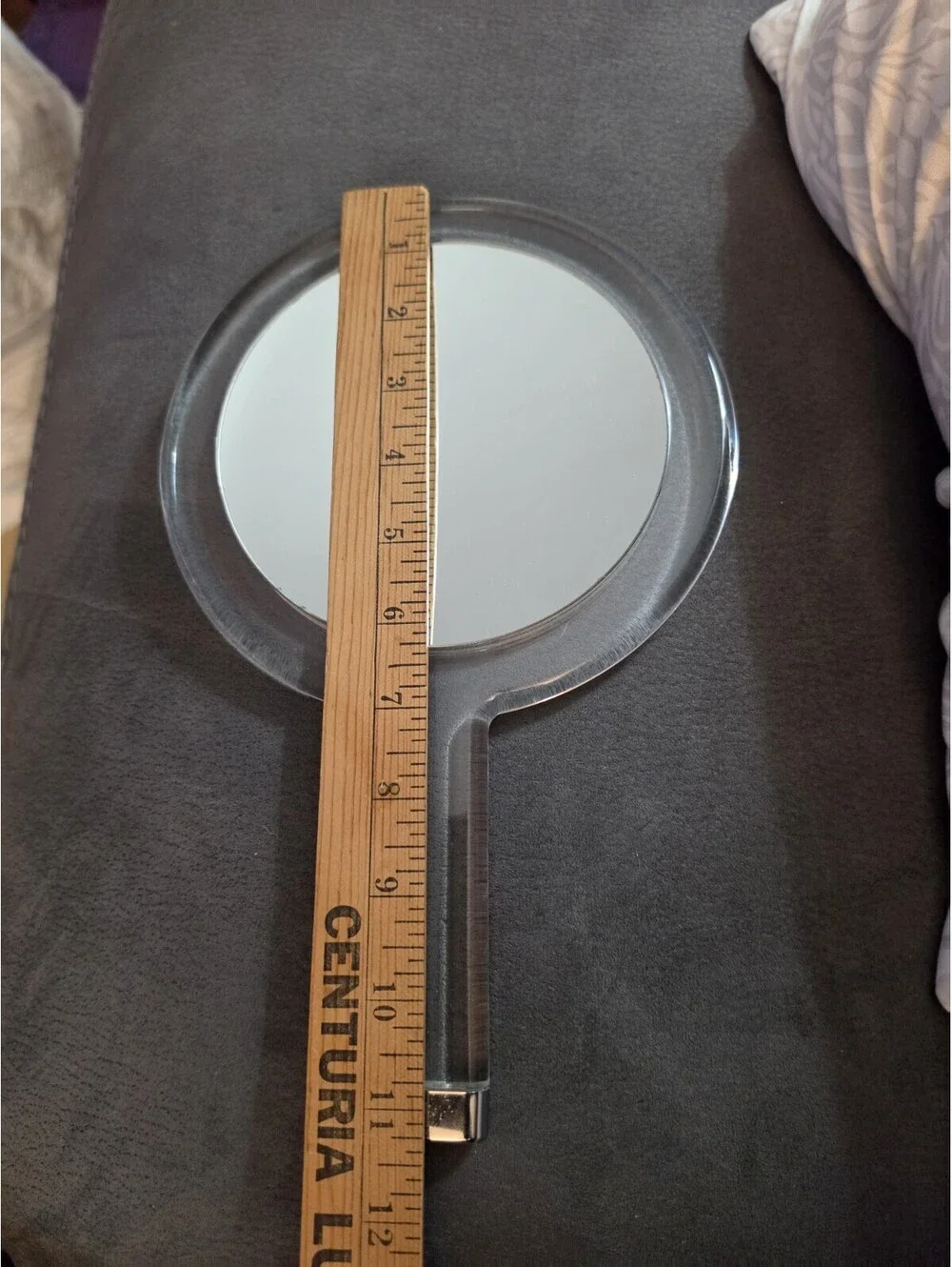 Vintage 50s Clear Lucite Acrylic Double Sided  Boudoir Vanity Mirror.silver Tip
